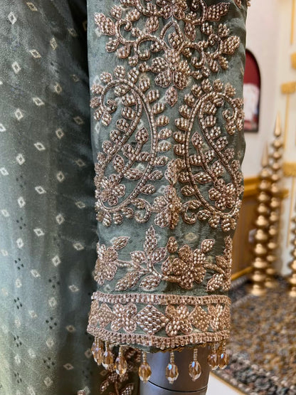 Ruhmehar Pakistani Silk Élan Set (Sea Green)