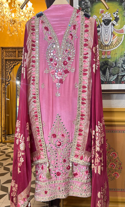 Zarreen Adaa Silk Suit (Pink)