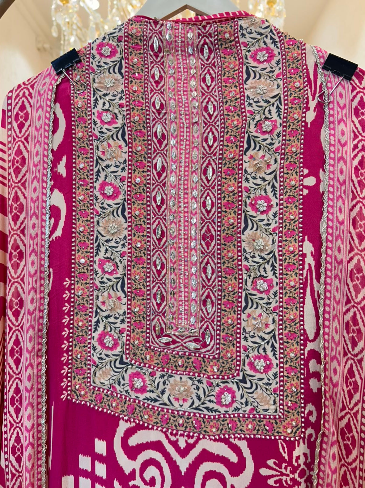 Sarvani Ikkat Tara Suit (Pink)