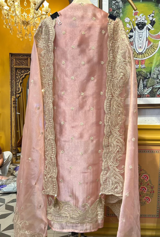 Zehnara Tissue Organza Suit (Peach)