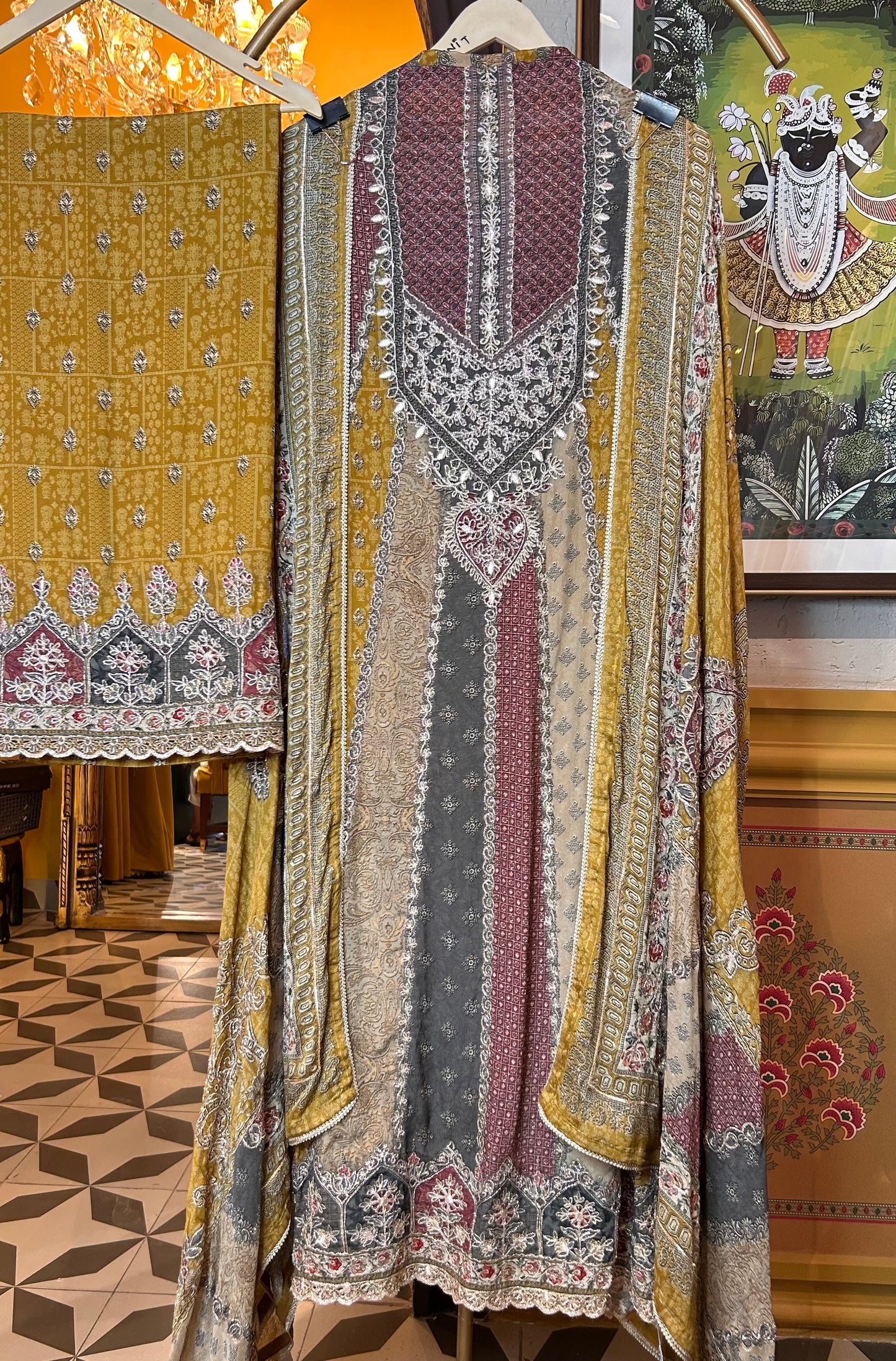 Tavisha Crepe Kali Suit (Mustard)