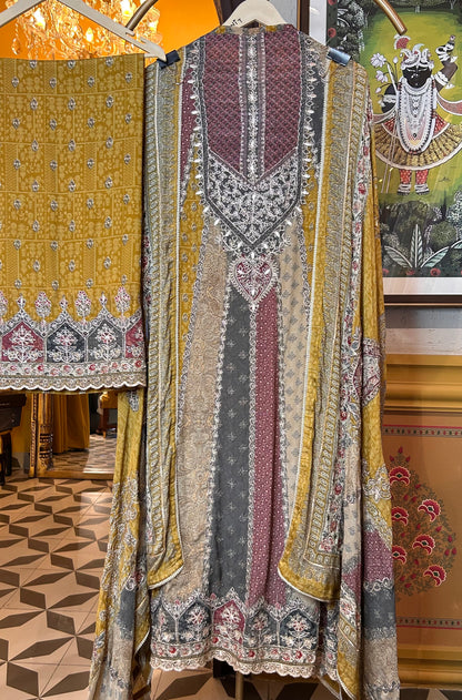 Tavisha Crepe Kali Suit (Mustard)