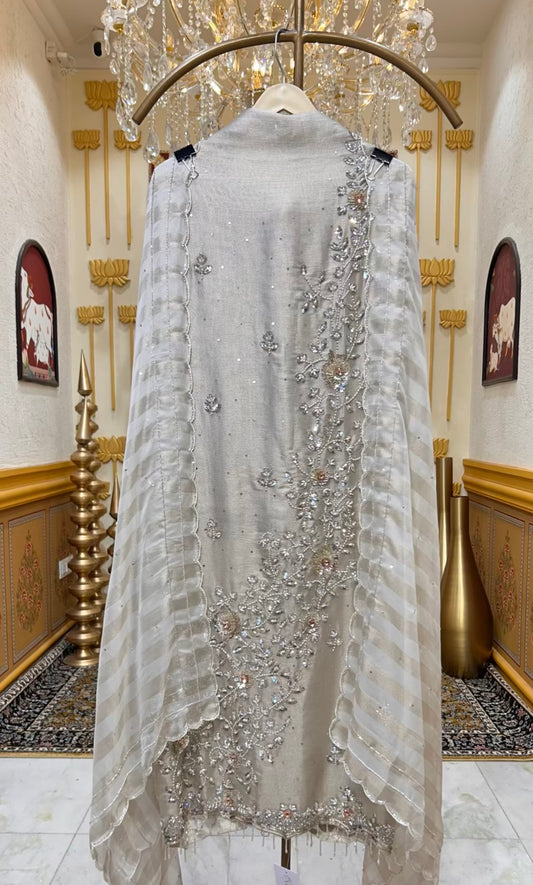 Zehriya Cutdana Veil Suit (Ivory)