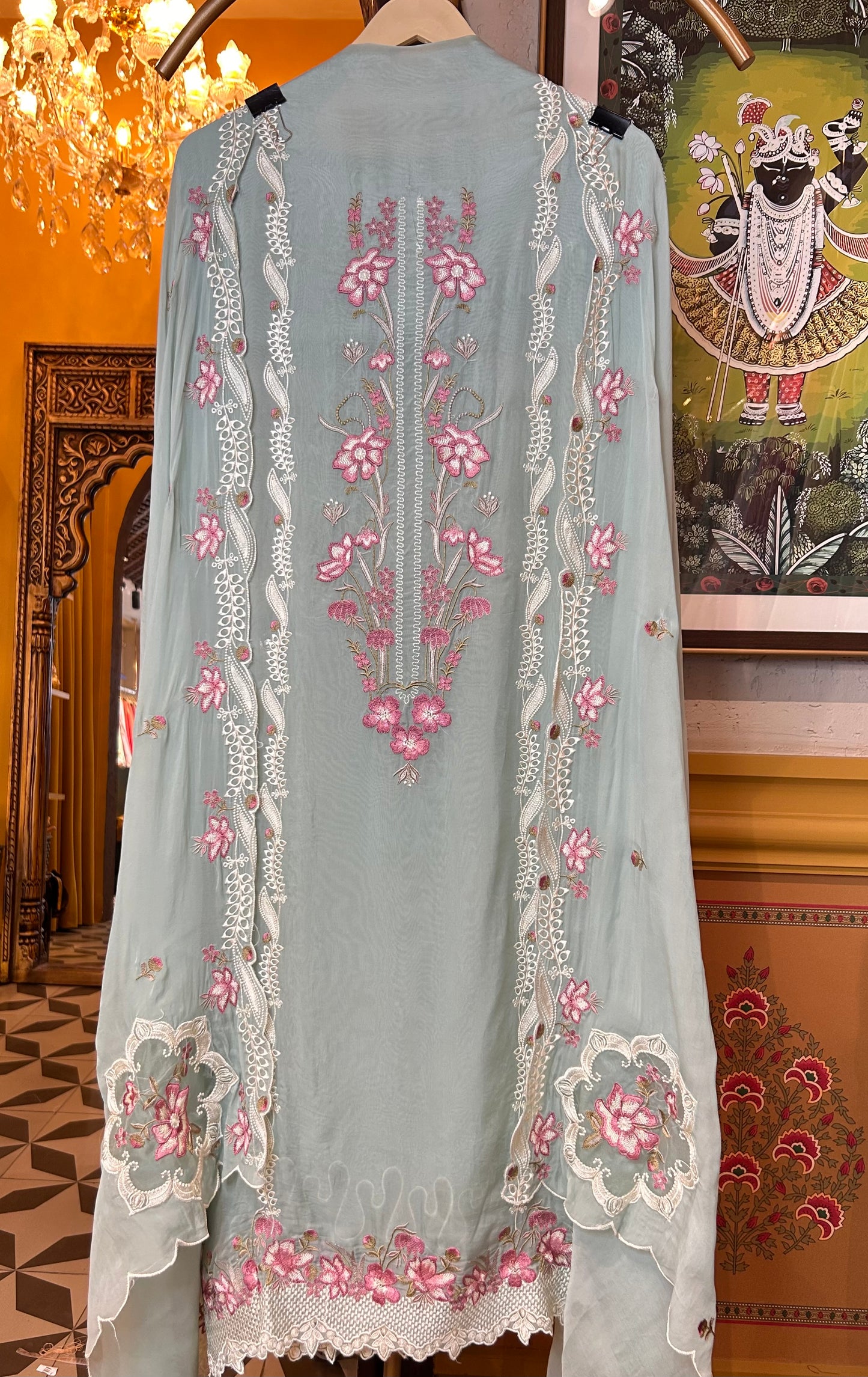 Shabnum Organza Suit (Blue)