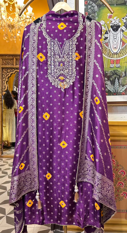 Zarwina Organza Suit (Purple)