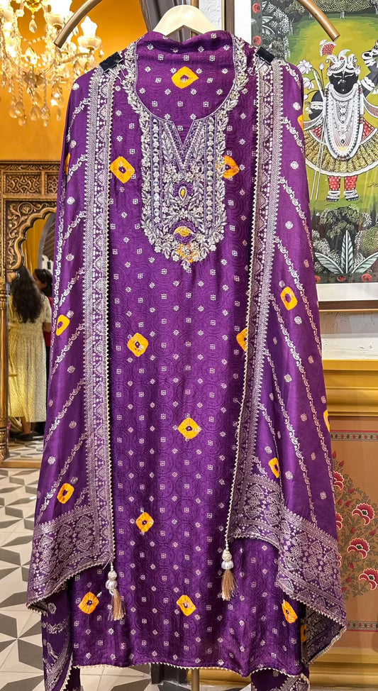 Zarwina Organza Suit (Purple)
