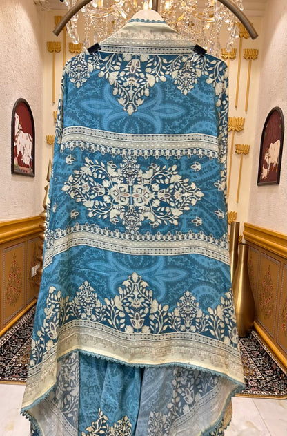 Zehraah Pashmina Veil Suit (Blue)