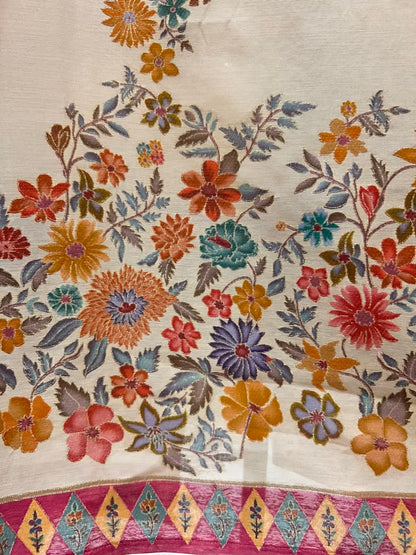 Eshira Silk Printed Suit (Beige)