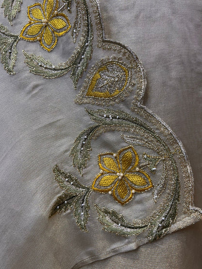 Zyra Organza Suit (Beige & Yellow)