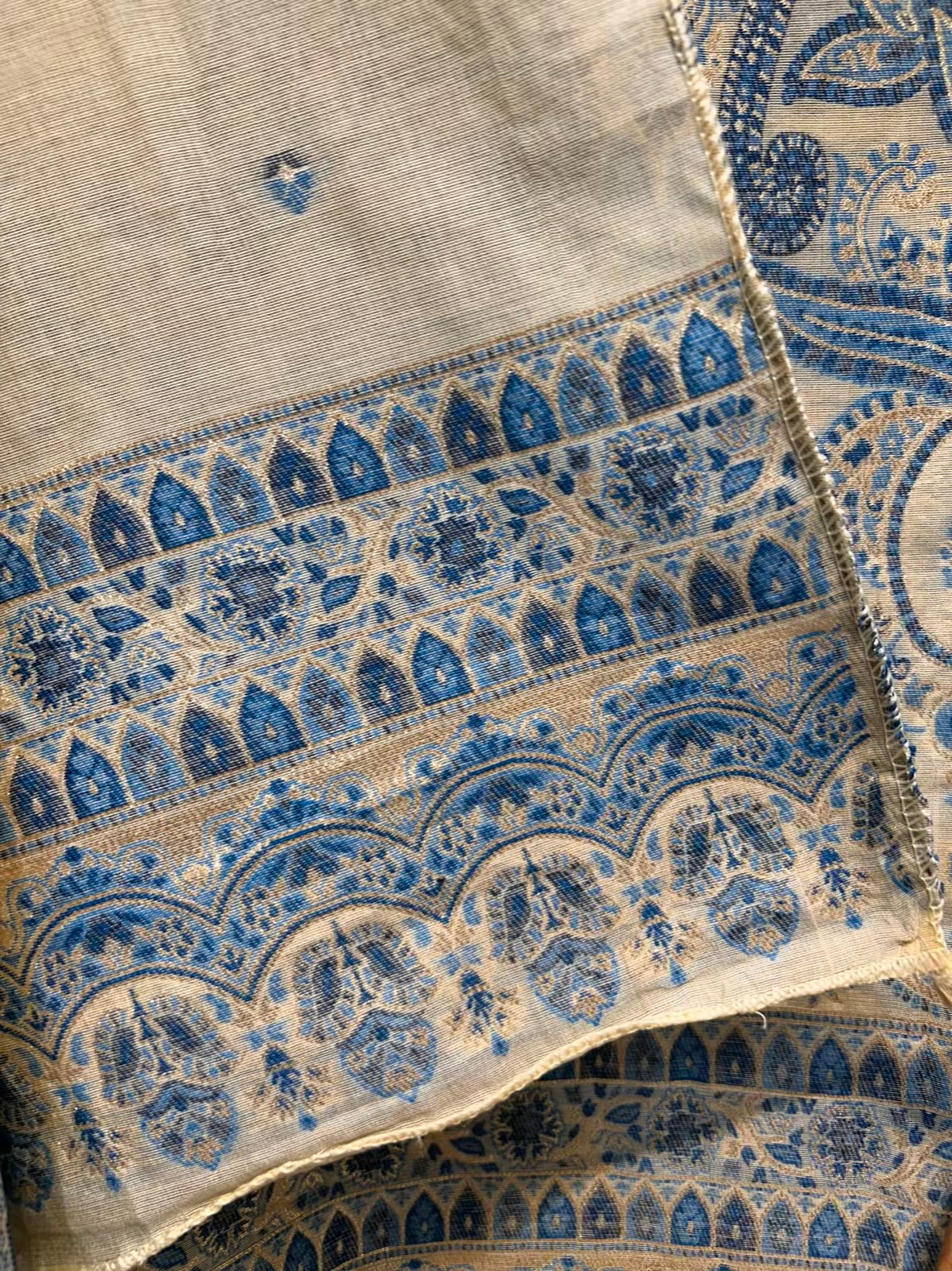 Sahiba Jamdani Weave Suit (Beige & Blue)