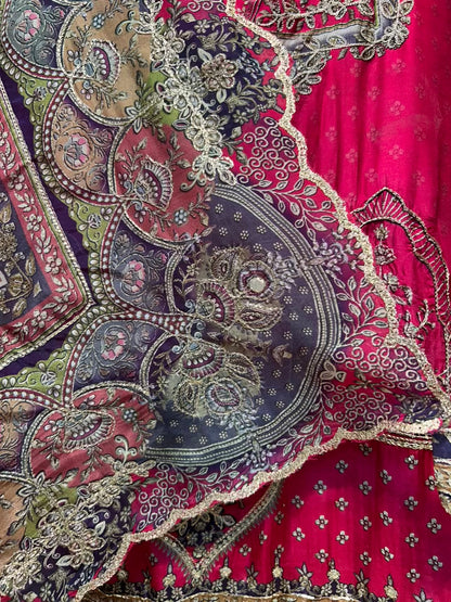 Ishra Zari Grace Suit (Magenta)