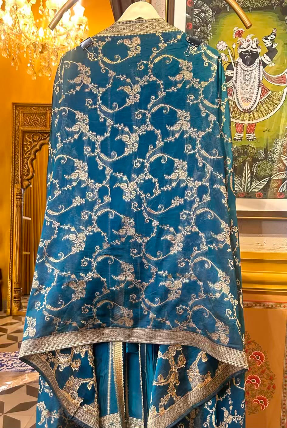 Chamaktar Banarasi Suit (Peacock Blue)