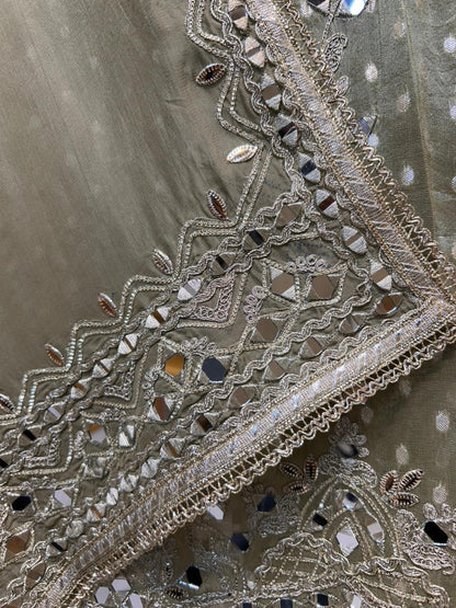 Arezya Aaina Leather Suit (Green)