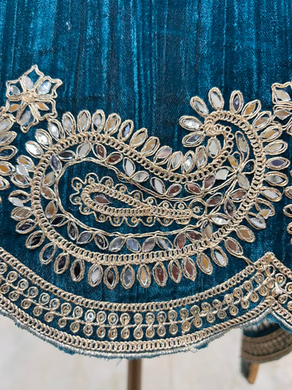 Zayrah Velvet Suit (Peacock Blue)