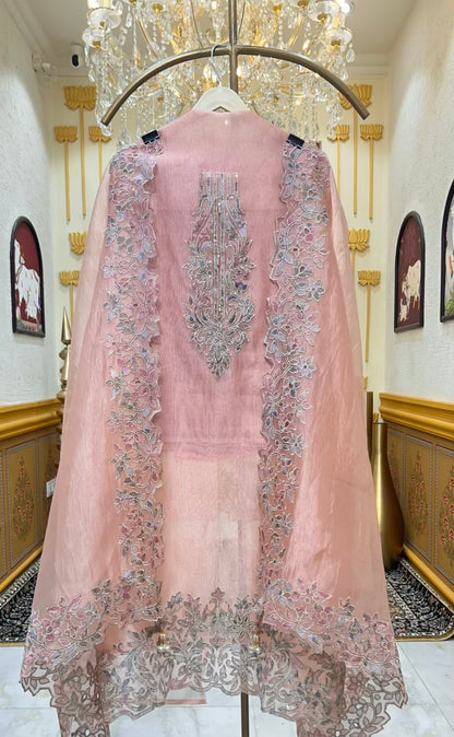 Zehraah Cutwork Veil Suit (Peach)