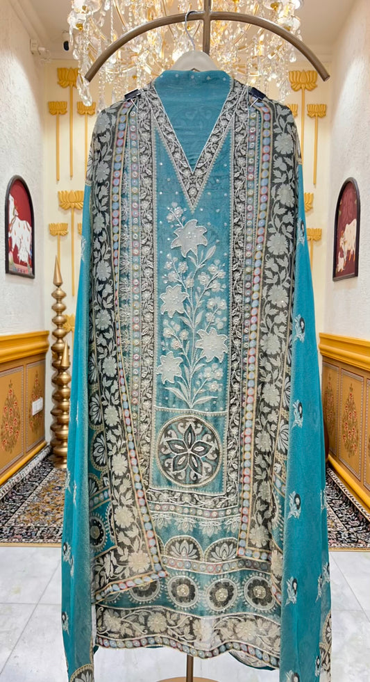 Zyrah Cutdana Sequin Organza Suit