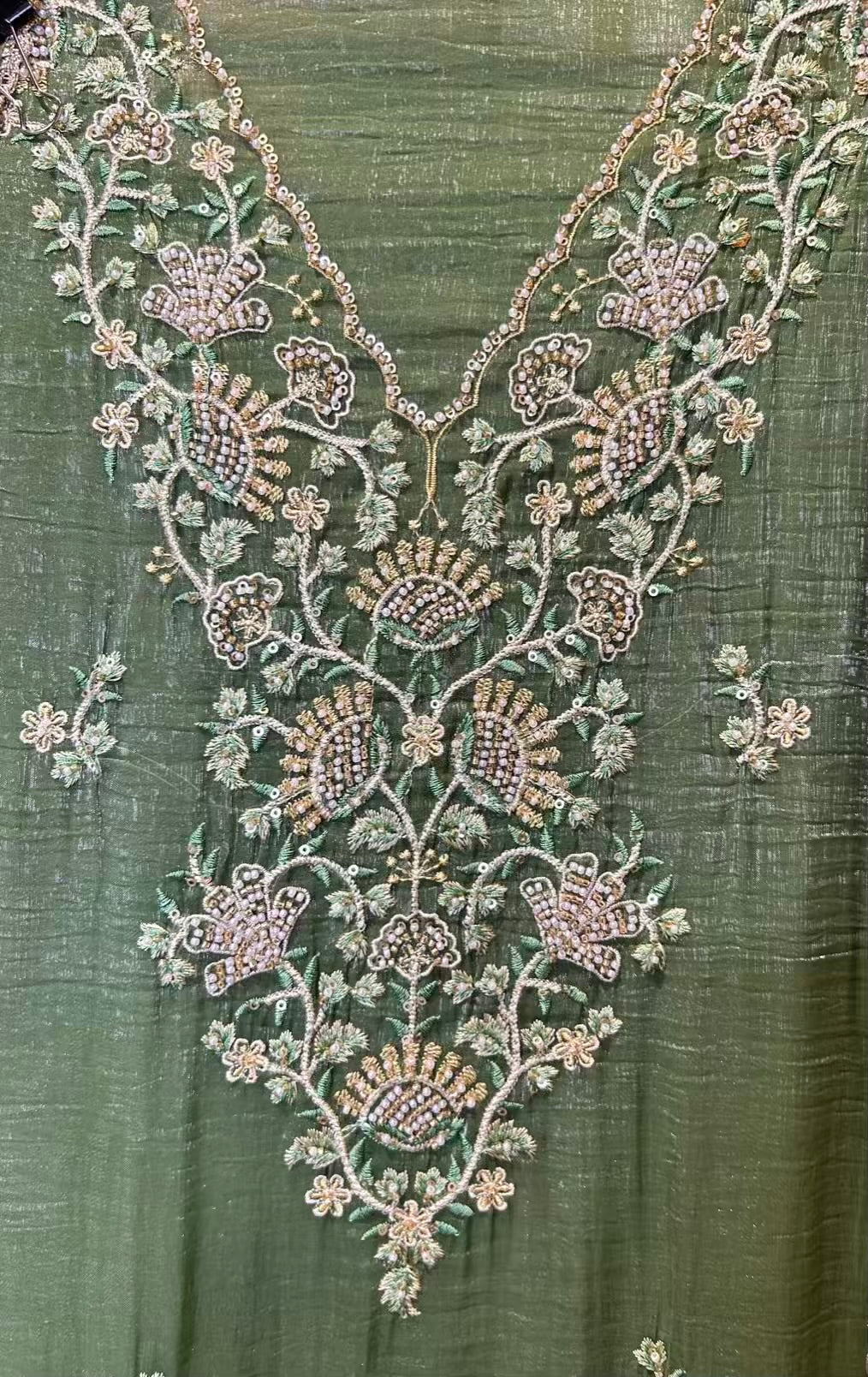 Parchaam Tissue Organza Suit (Green)