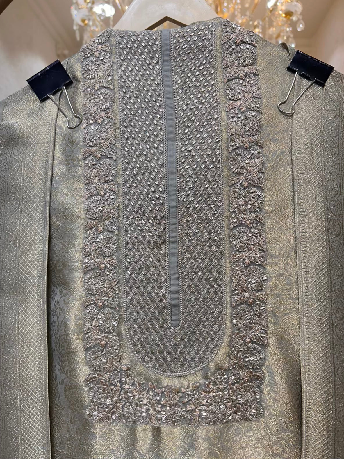 Sahira Zari Brocade Suit (Grey)