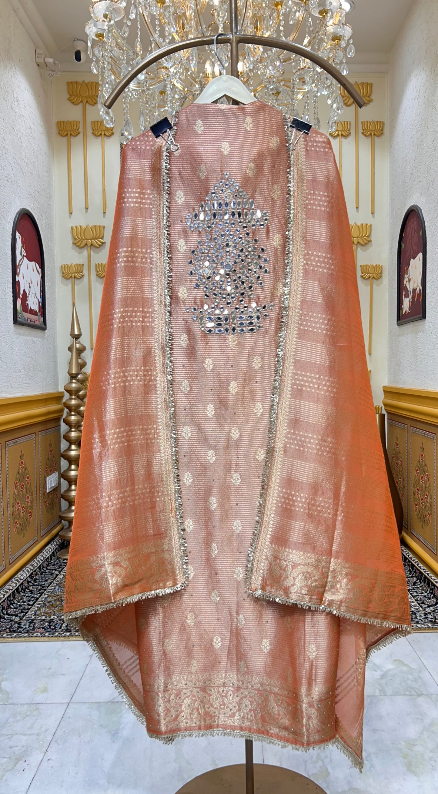 Aavira Aaina Veil Suit (Rust)
