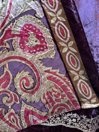 Afsara Velvet Suit (Wine)