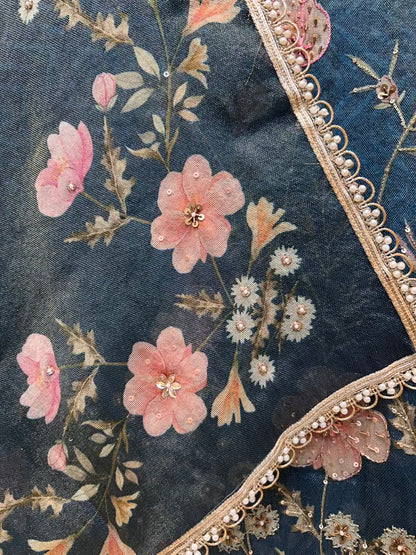 Zarveesha Handprint Élan Suit (Peacock Green)