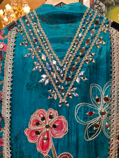 Falisha Organza Suit (Peacock Green)