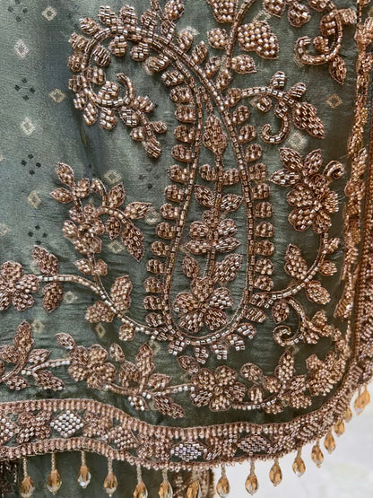 Ruhmehar Pakistani Silk Élan Set (Sea Green)