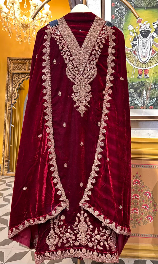 Rimvaar Velvet Suit (Maroon)