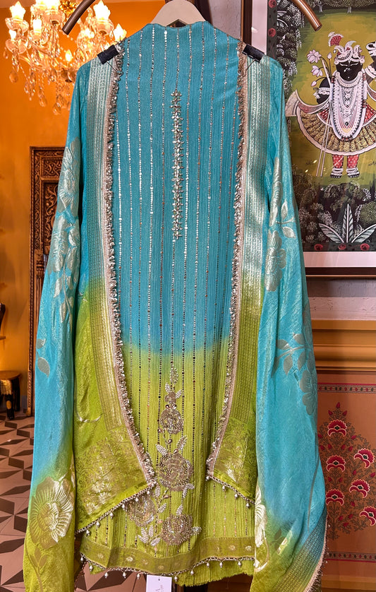 Gulbadan Crush Tissue Suit (Blue)