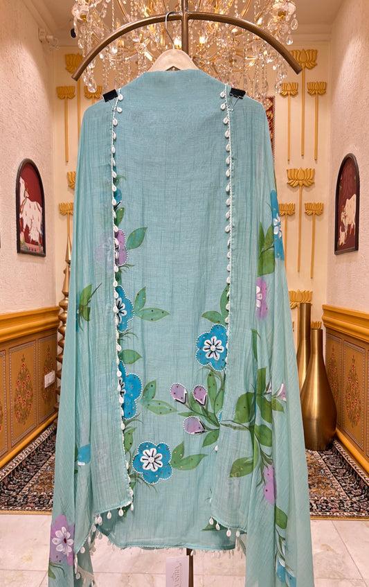 Mehar Handpaint Pearl Suit (Blue)
