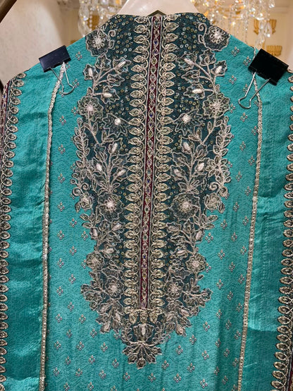 Ishqra Zari Bloom Suit (Green)