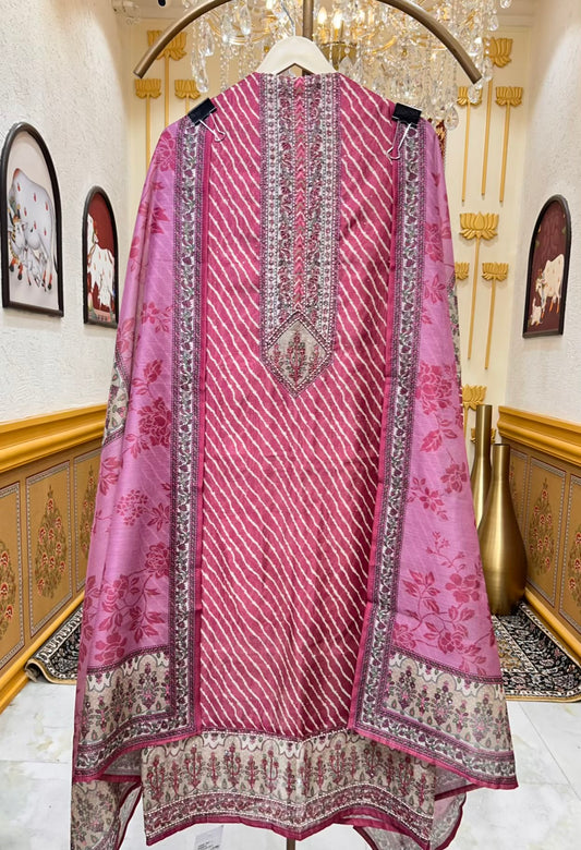 Aarini Chanderi Printed Suit (Magenta)