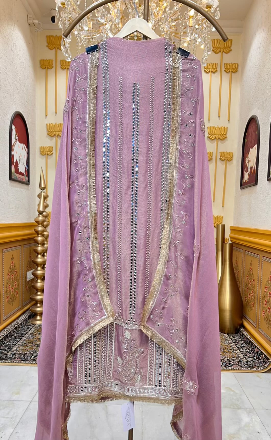 Ruhmehar Sheesha Kinari Suit (Lavender)