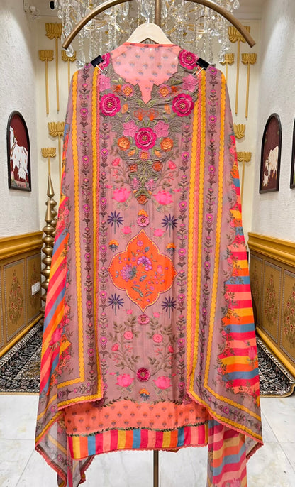 Nayra Resham Veil Suit (Pink)