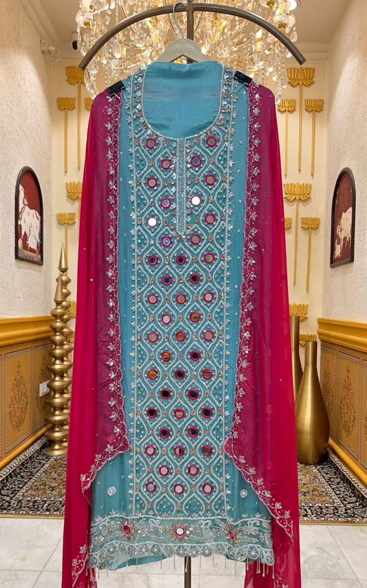 Zivara Sheesha Élan Suit (Powder Blue)