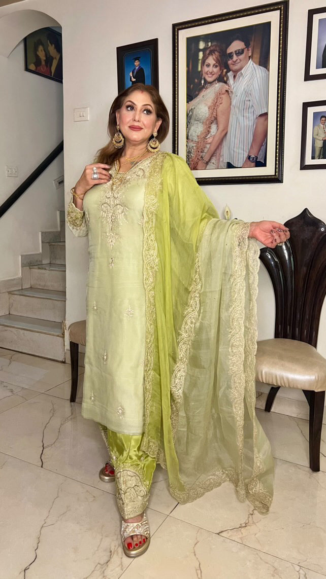 Zarqa Aari Organza Suit