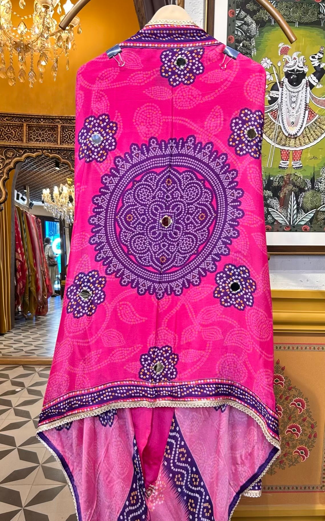 Mahveen Organza Suit (Magenta)