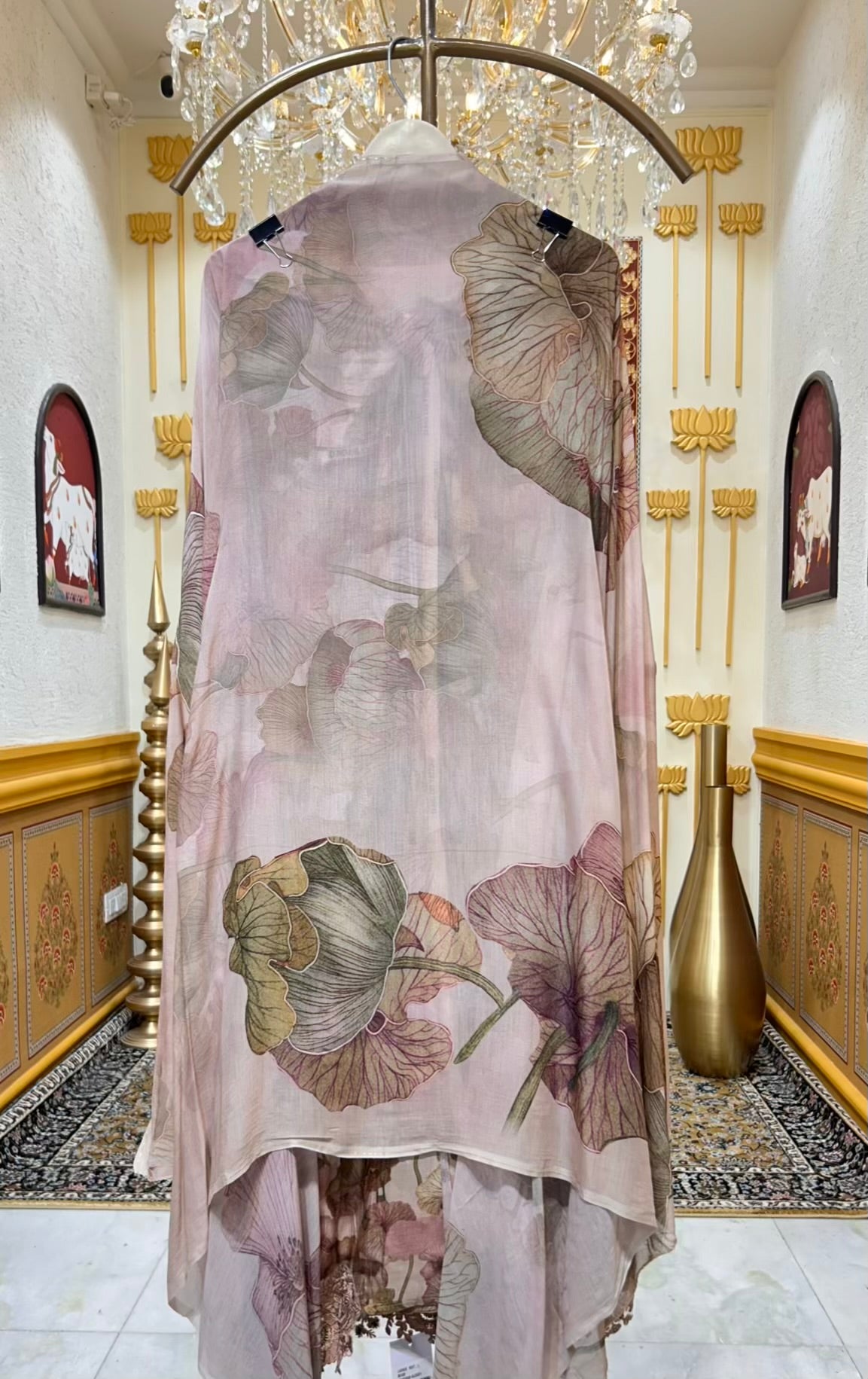 Elara Printed Veil Suit (Beige)