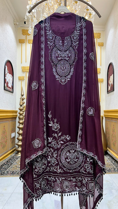 Meherafshan Crepe Suit