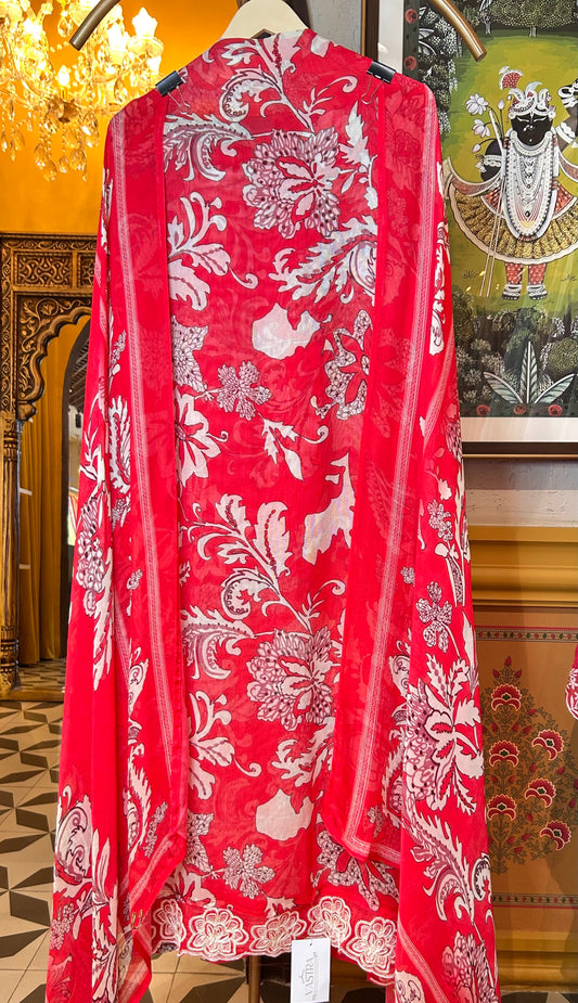 Afsheen Organza Suit (Red)