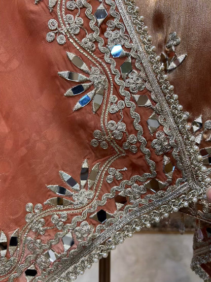 Afsara Aaina Gharara Luxe (Peach)