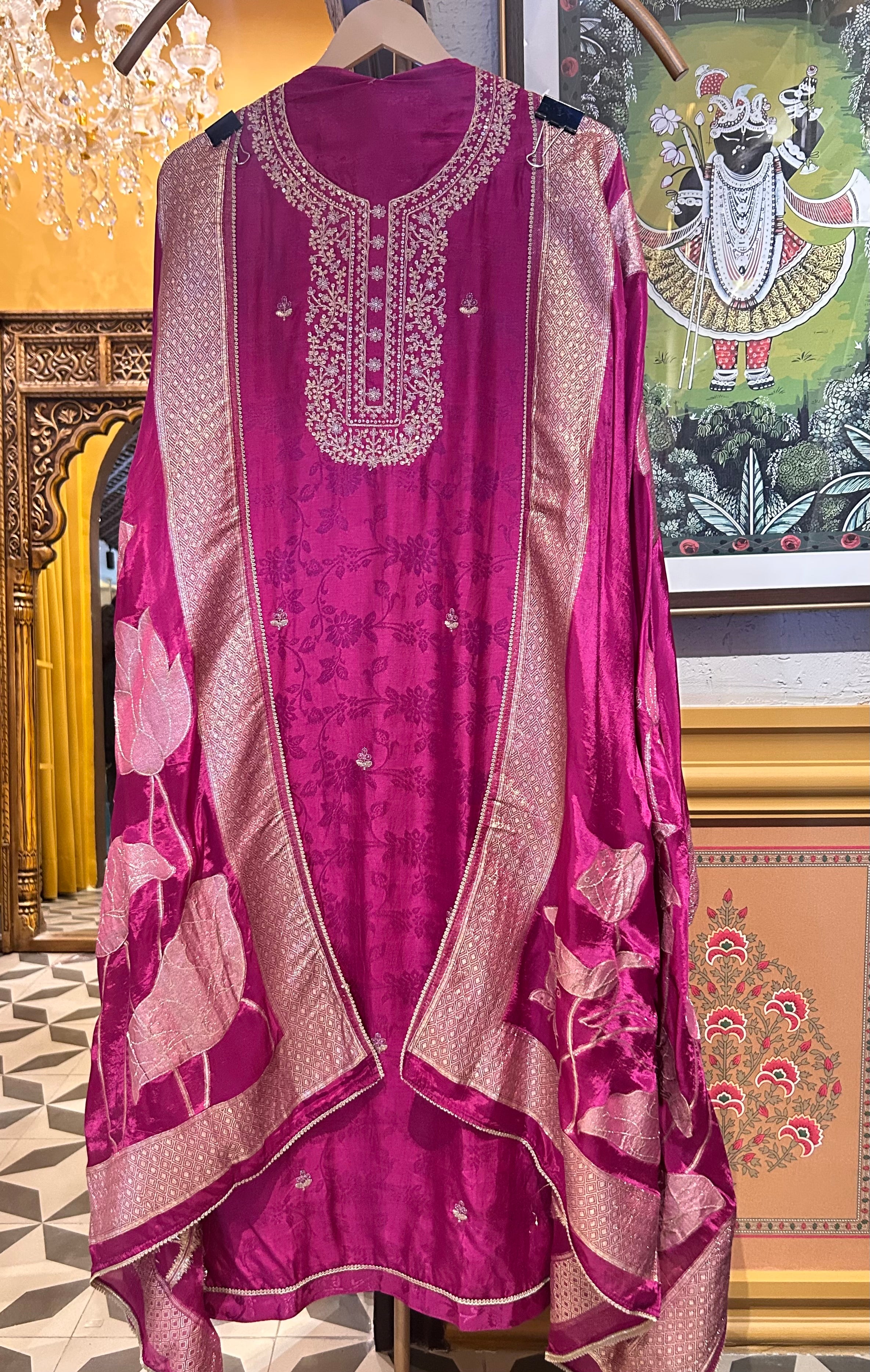 Sunehri Raah Banarasi Suit (Purple)