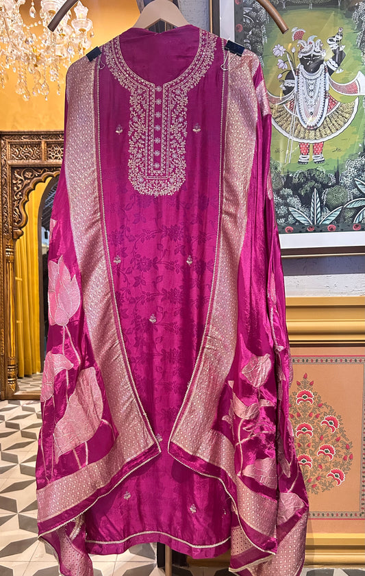 Sunehri Raah Banarasi Suit (Purple)