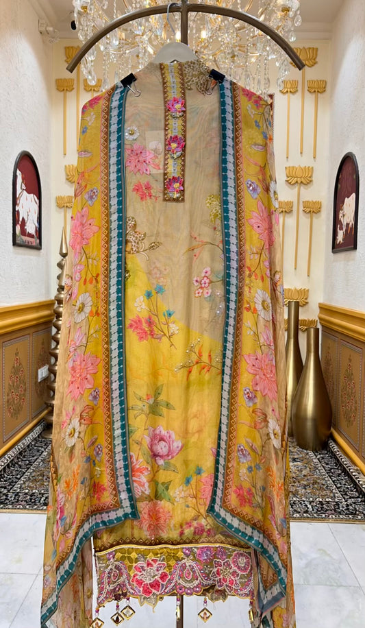 Zehra Moti Glow Organza Suit