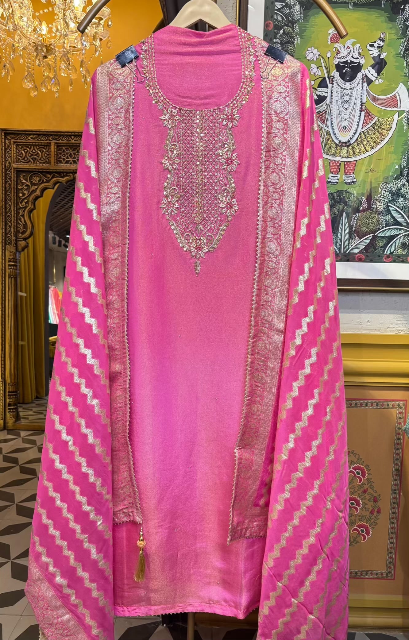 Meherbaan Silk Organza Suit (Pink)