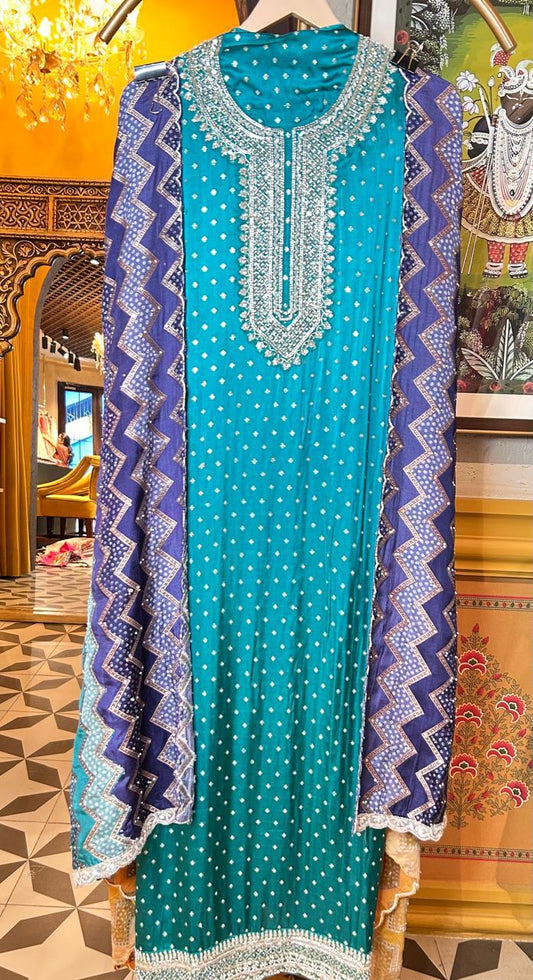 Saanjh Baag Silk Set (Blue)