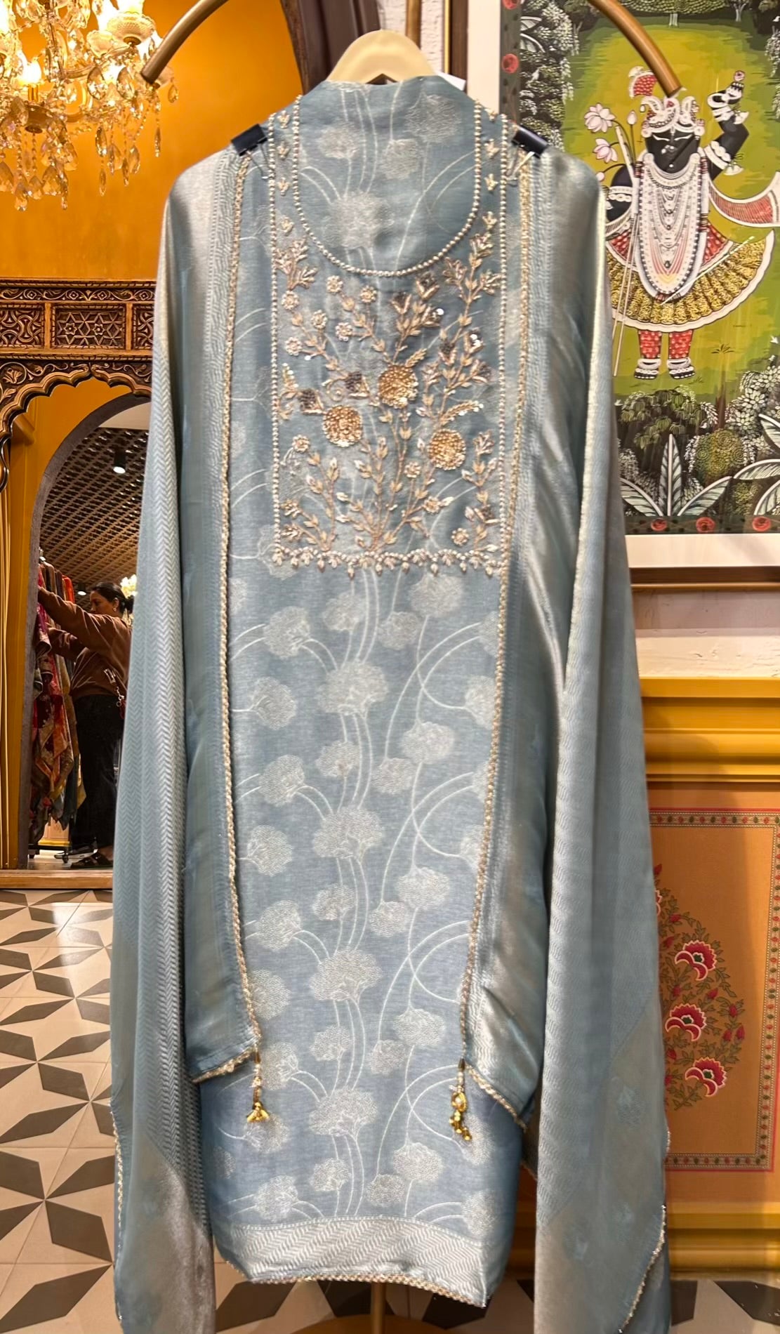 Zarbanoor Brocade Suit (Turquoise)