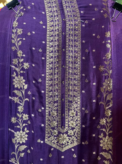 Ruzina Silk Suit (Purple)