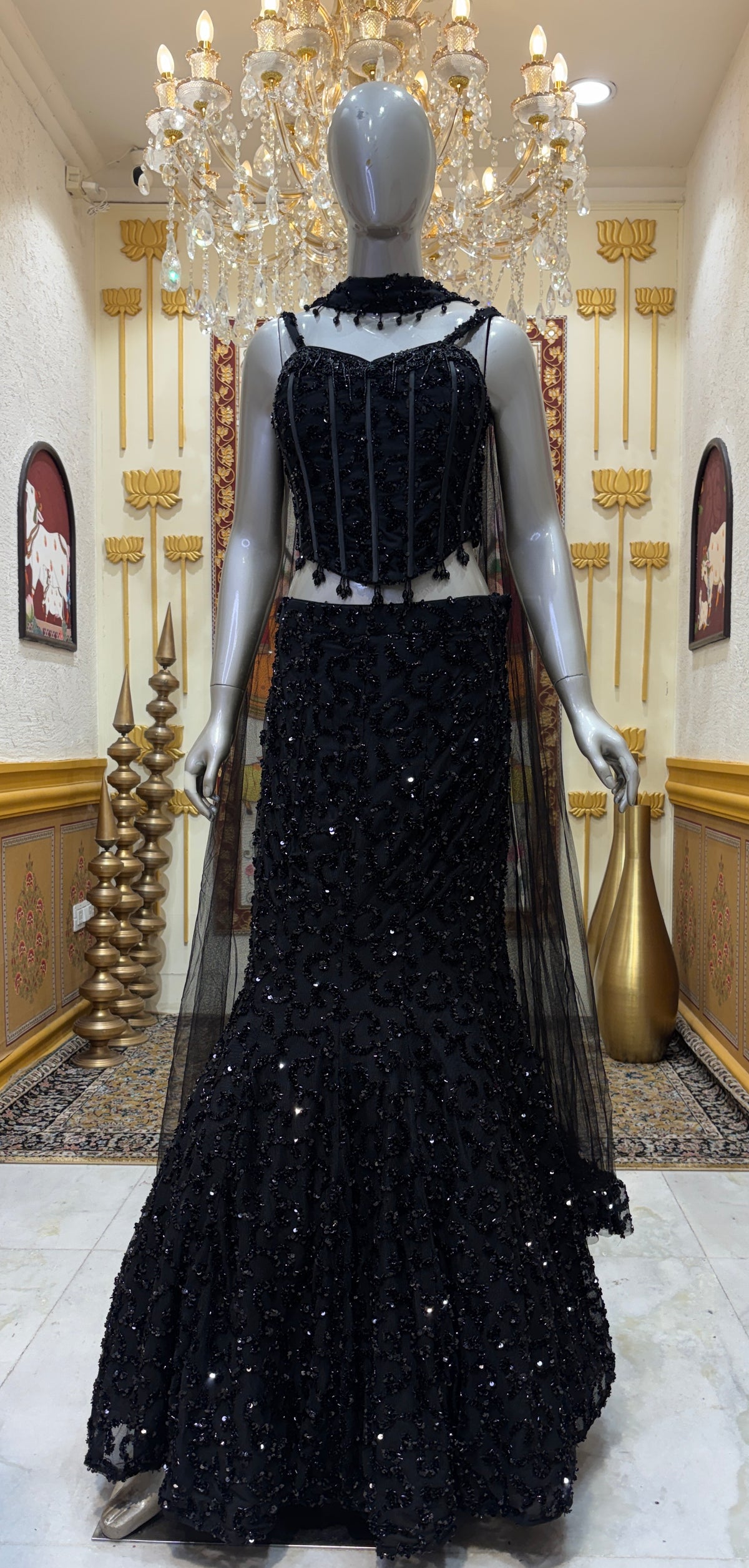 Noir Sheeshpari Lehenga