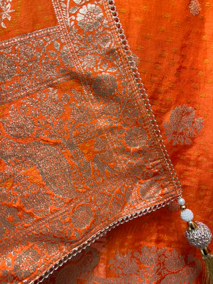 Afsara Banarasi Taj Suit (Orange)